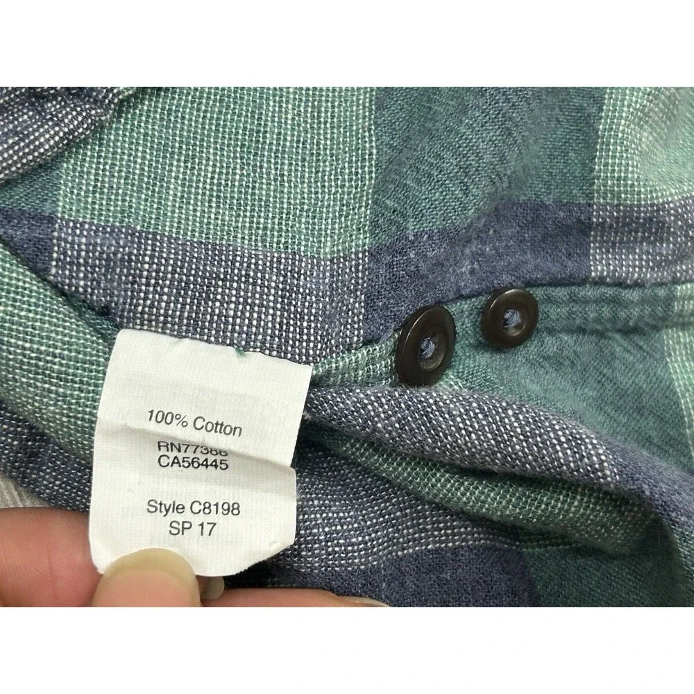 J Crew Homespun Shirt Mens Medium Blue Green Button Down Slim Casual
